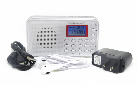 Daily Meditation 1 NKJV Audio Bible Player- New King James Version Electronic Bible (with Rechargeable Battery Charger Ear Buds and Built-in Speaker)