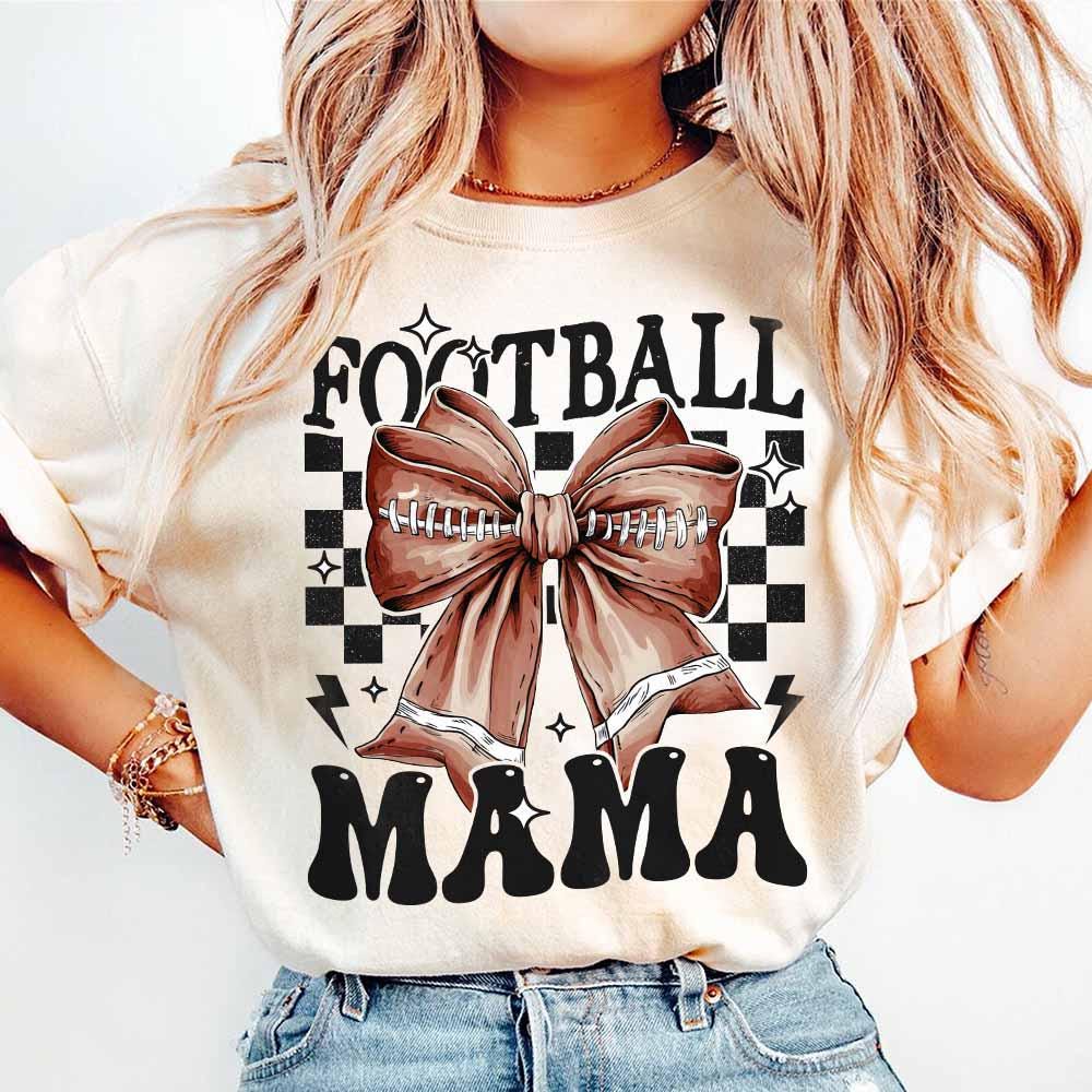 Coquette Football Mom Bow Checkered for Fall Game Day