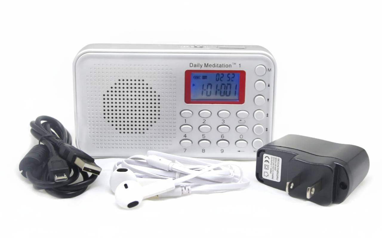 Daily Meditation 1 NKJV Audio Bible Player- New King James Version Electronic Bible (with Rechargeable Battery Charger Ear Buds and Built-in Speaker)