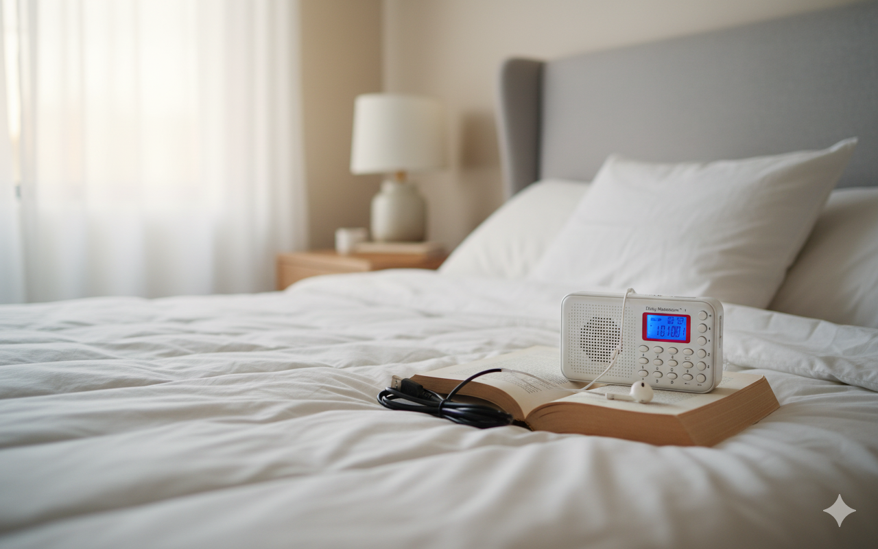 Daily Meditation 1 NKJV Audio Bible Player- New King James Version Electronic Bible (with Rechargeable Battery Charger Ear Buds and Built-in Speaker)