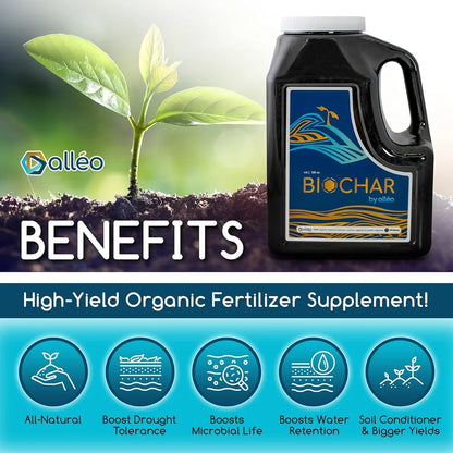 Premium Biochar Soil Enhancer for Lush Garden & Indoor Potted Plants - 1 Gallon