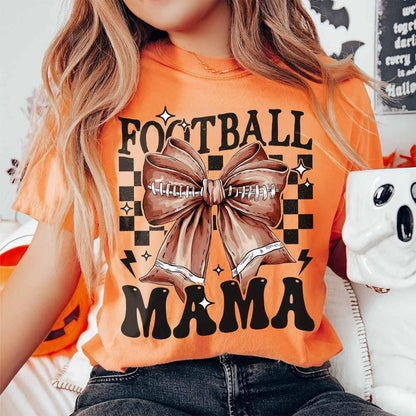 Coquette Football Mom Bow Checkered for Fall Game Day