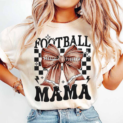 Coquette Football Mom Bow Checkered for Fall Game Day