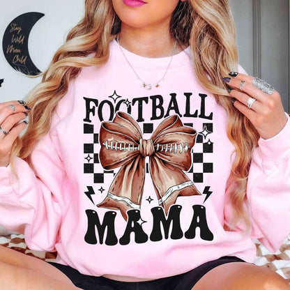 Coquette Football Mom Bow Checkered for Fall Game Day