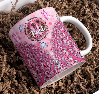 **Strength Courage Faith Cancer Survivor Mug. Daily Coffee Cup 11oz & 15oz.**